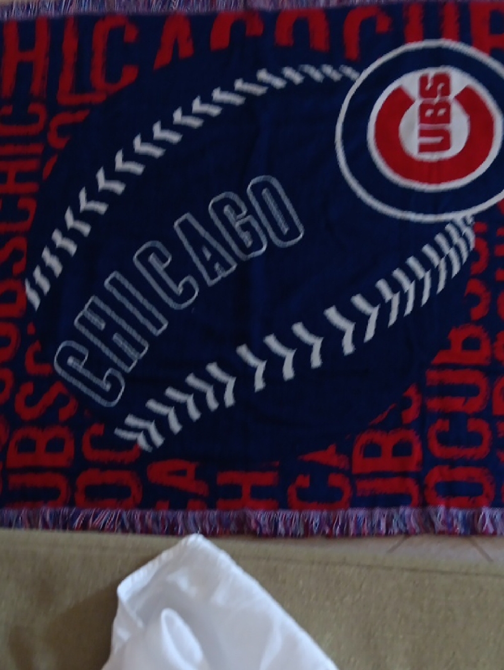Chicago Cubs Blue and Red Baseball Throw Blanket by - Picture 2 of 7